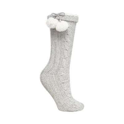 Grey sparkle cable knit socks
